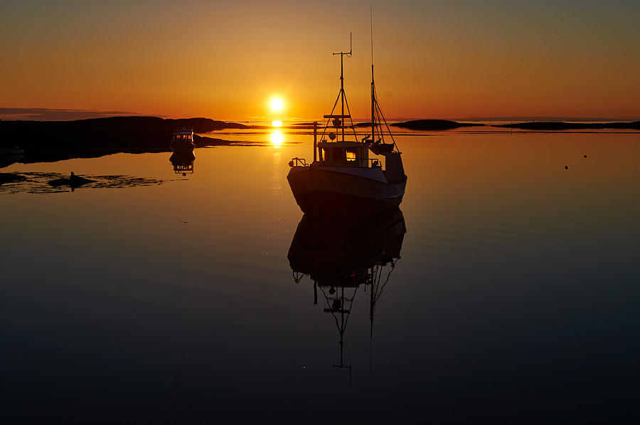 Sunset Photograph - Sunset boat by Trond Solem