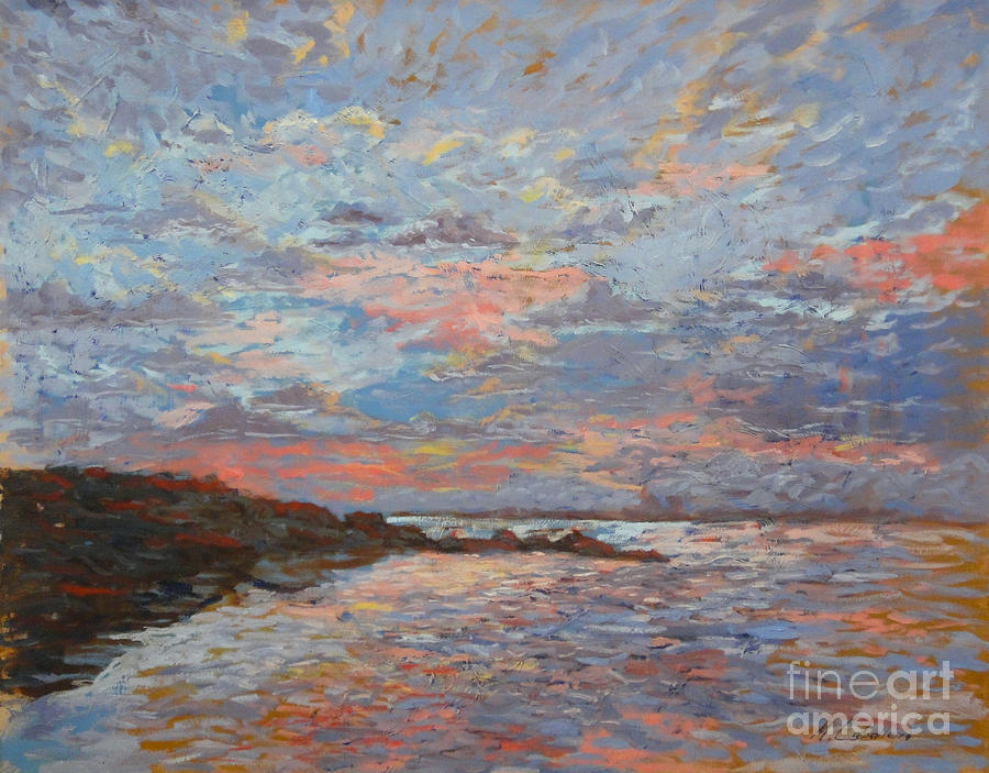 Sunset Bodega Bay Painting by Monica Elena
