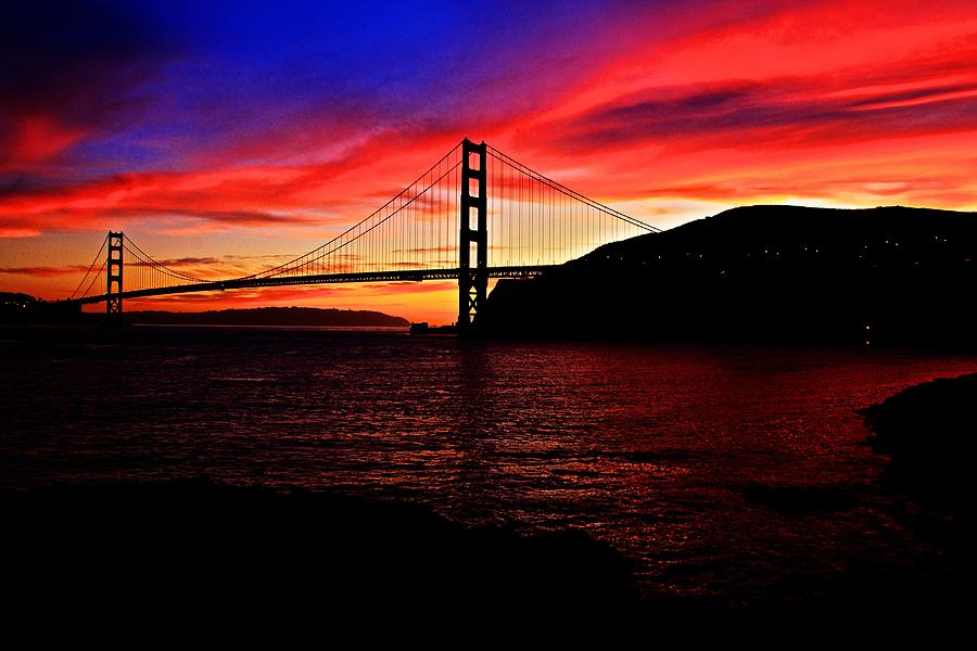 Golden Gate Bridge Photograph - Sunset by the Bay by Dave Files