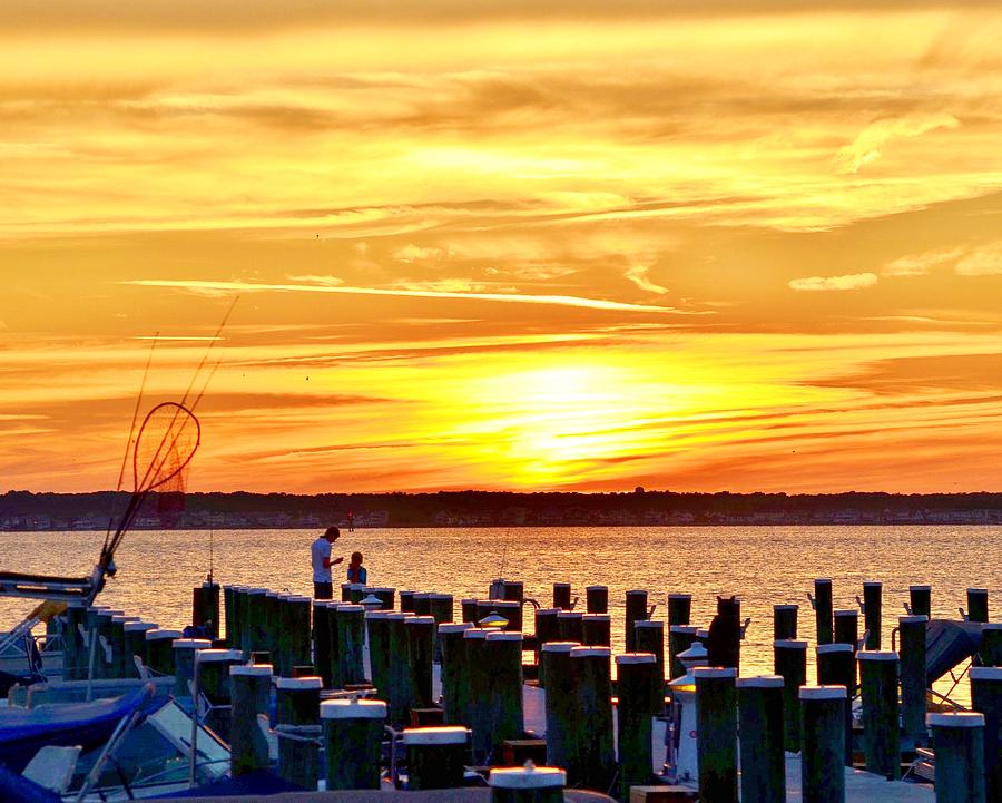 Nature Photograph - Sunset by the Dock by Kim Bemis