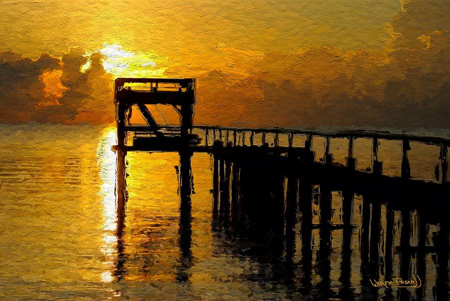 Sunset by The Jetty Painting by Wayne Pascall