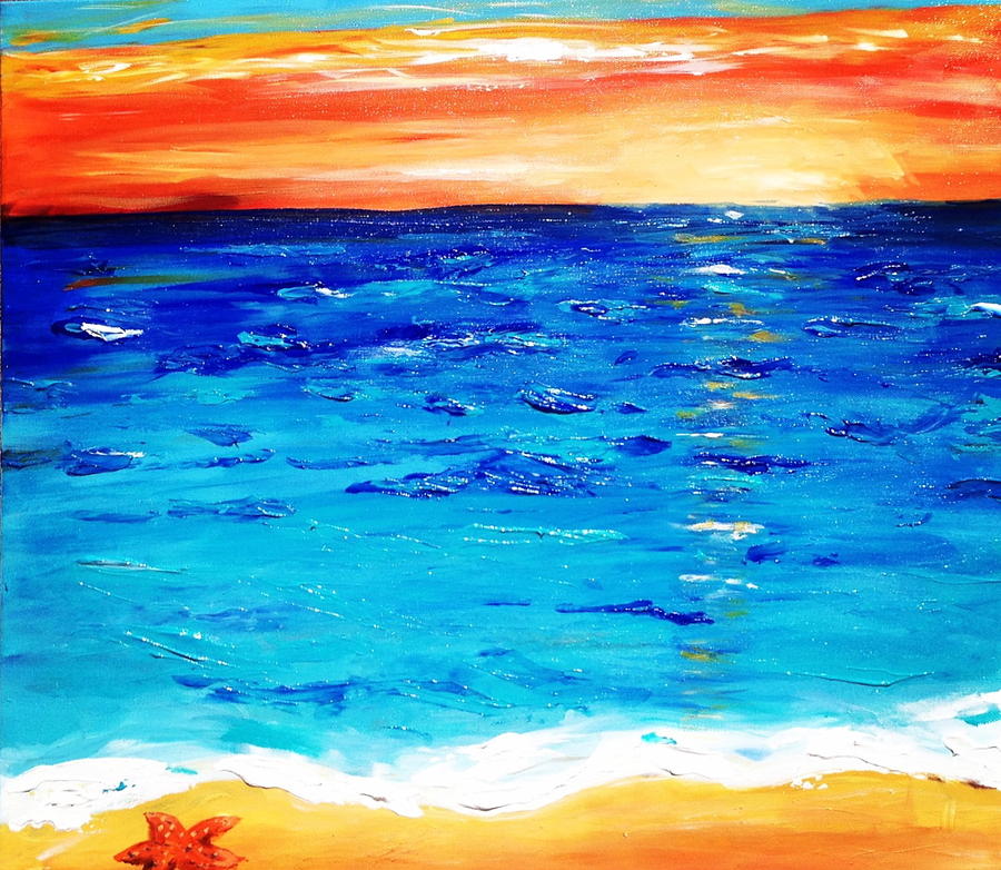 Sunset By the Sea Painting Painting by Rebecca or Becky Williams - Fine ...