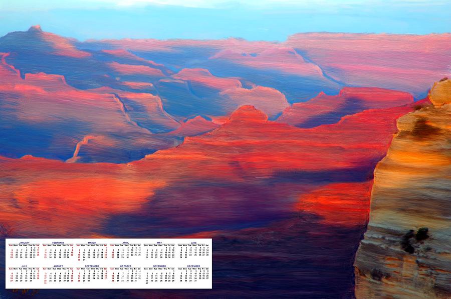 Sunset Canyon 2014 Calendar Painting by Bruce Nutting
