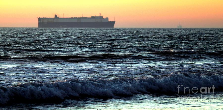 Sunset Cargo Ship Photograph by Henrik Lehnerer