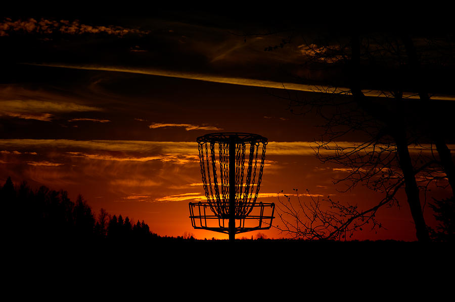Golf Photograph - Sunset Chains by Christopher Broste