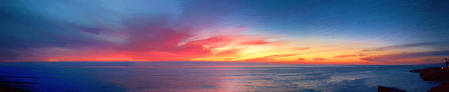Sunset Cliffs Panorama Painting Painting by John Haldane