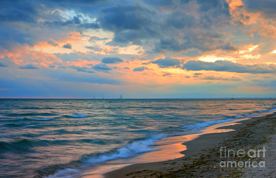 Sunset Clouds and Tides Photograph by Charline Xia
