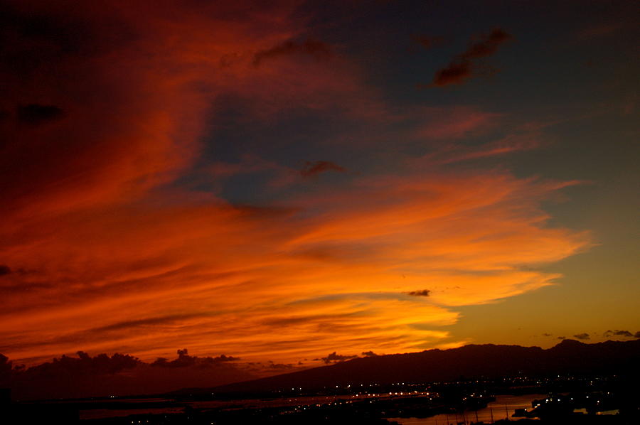 Sunset Clouds over Honolulu Harbor Photograph by Lehua Pekelo-Stearns