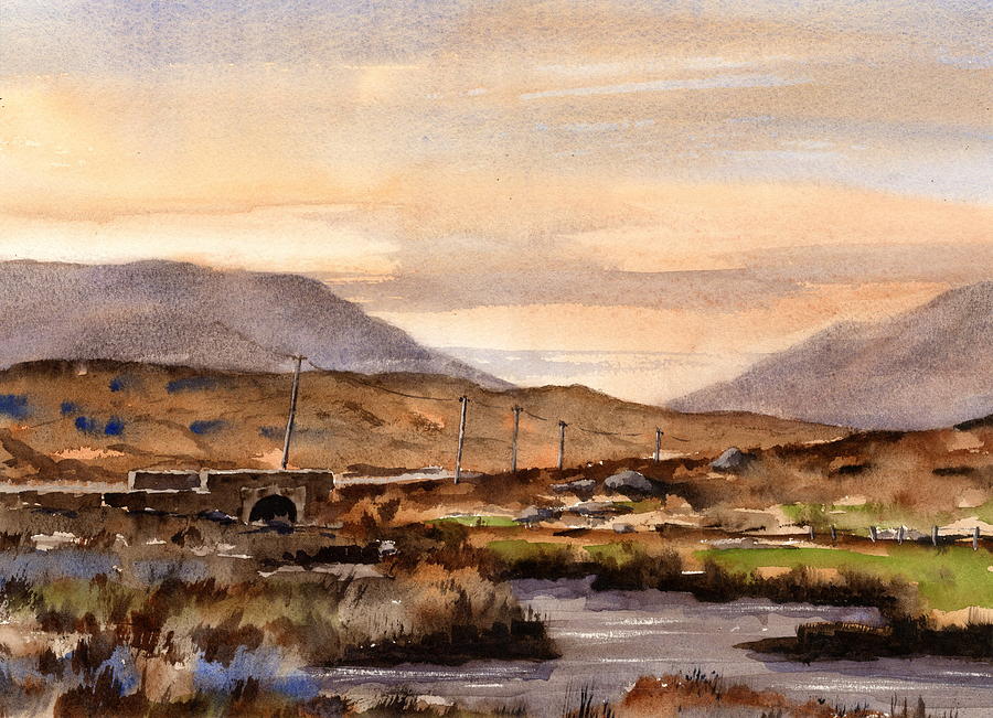 Sunset Connemara Galway Painting by Val Byrne