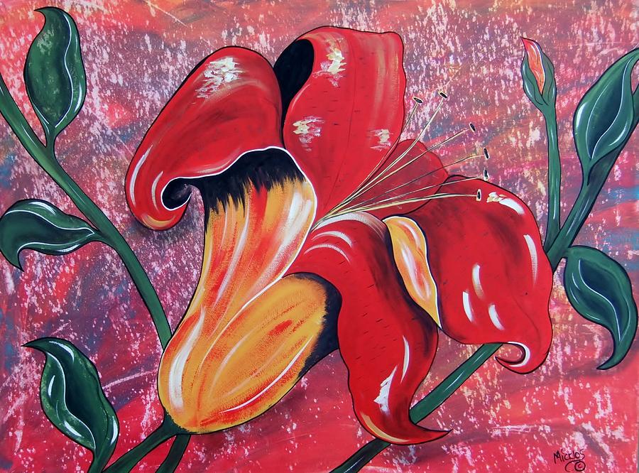 Sunset Day Lily Painting by Cindy Micklos