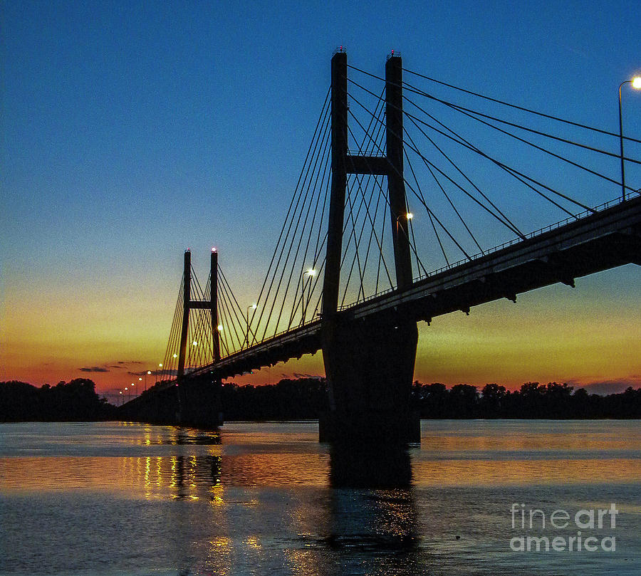Sunset Photograph - Sunset descends on the Mississippi by Desarae Blickenstaff