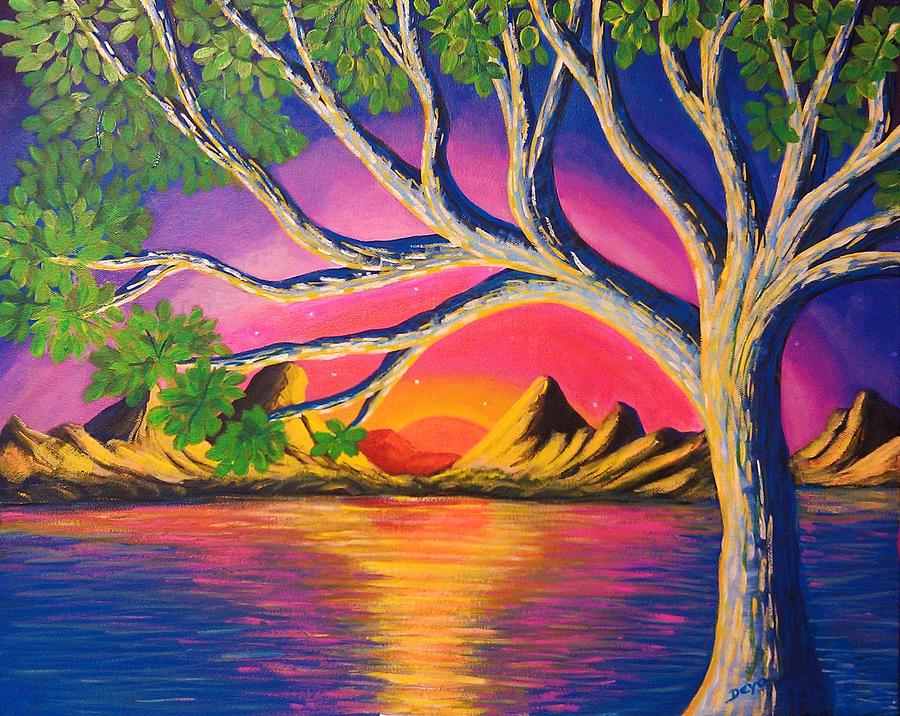 Landscape Painting - Sunset by Deyanira Harris