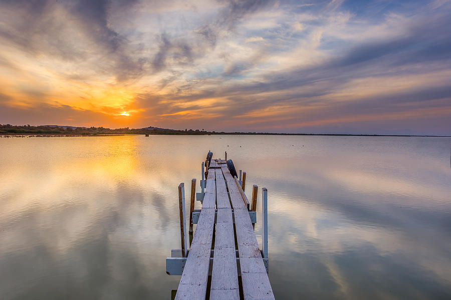 Sunset Dock Photograph by Peter Tellone