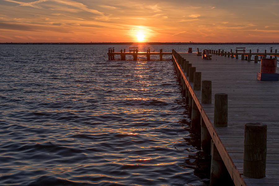 Sunset Dock Seaside Park New Jersey Photograph by Terry DeLuco