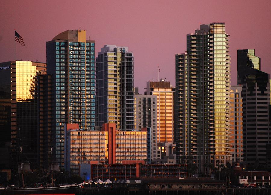 Sunset Downtown San Diego Photograph by Pamela Schreckengost - Fine Art