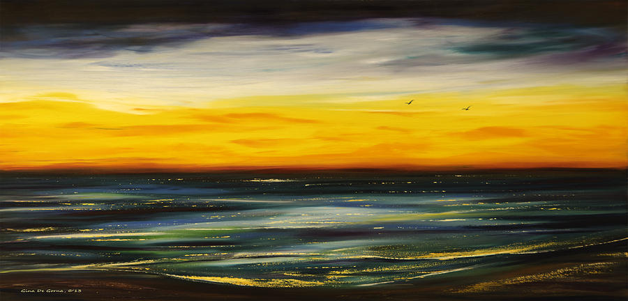Sunset Drama - Panoramic Painting by Gina De Gorna