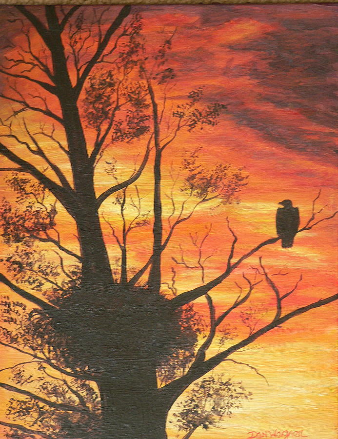Sunset Eagle Painting by Dan Wagner