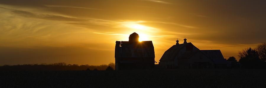 Sunset Photograph - Sunset Farm Panoramic by Bonfire Photography