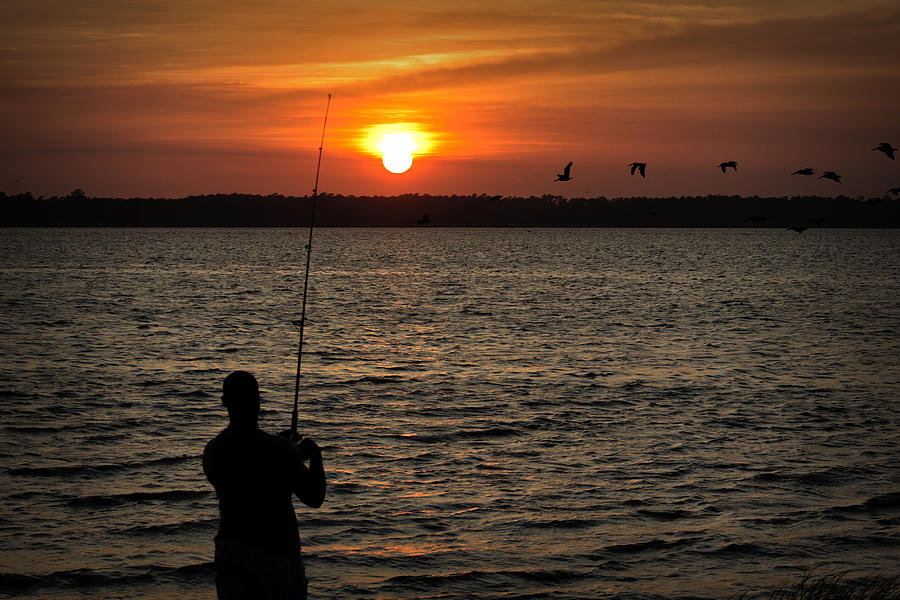 Sunset Fisherman Photograph by Phil Mancuso