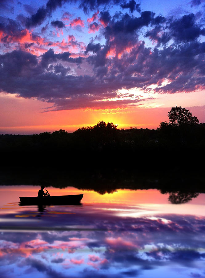 Sunset Photograph - Sunset Fisherman by Rod Seel
