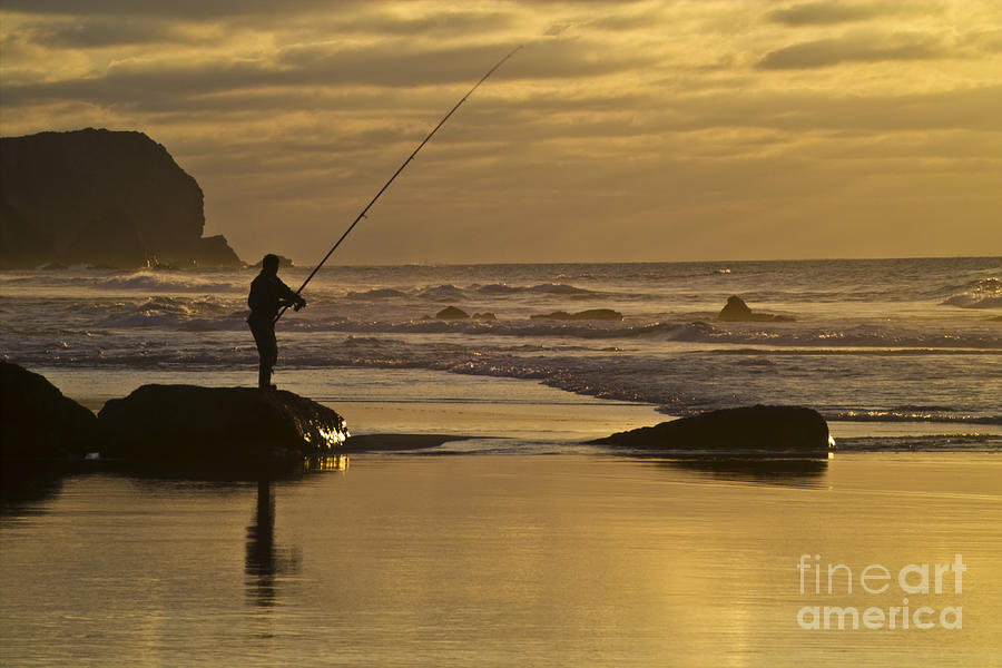 Beach Photograph - Sunset fishing by Heiko Koehrer-Wagner