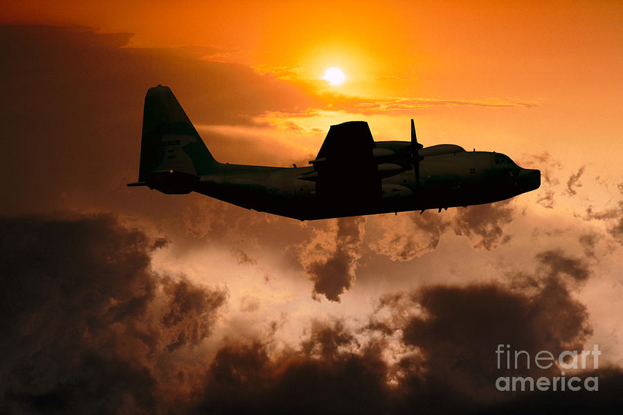 Sunset Flight C-130 Photograph by Wernher Krutein