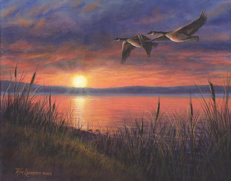 Sunset Painting - Sunset Flight by Kim Lockman