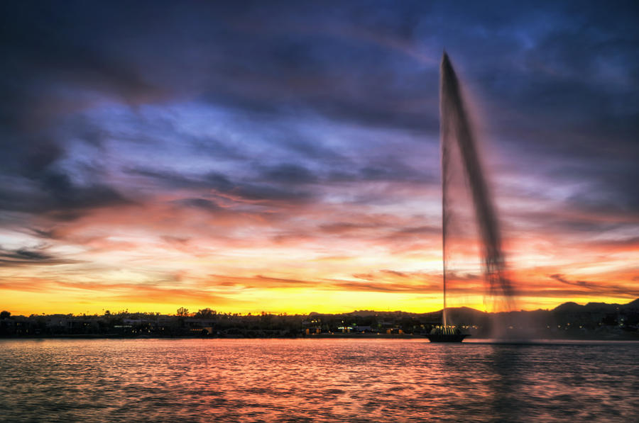 Sunset Photograph - Sunset Fountain by Anthony Citro