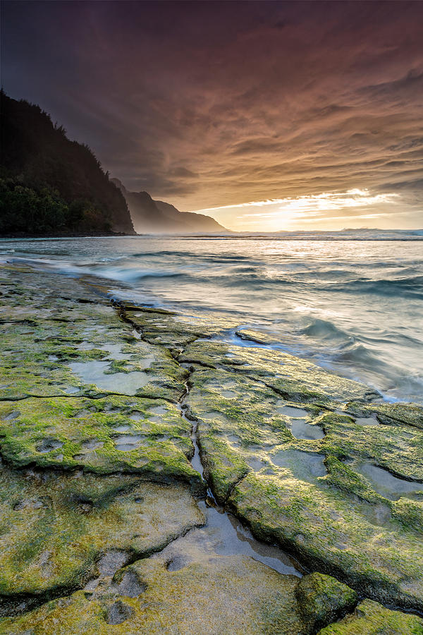 Sunset from Kee Beach Kauai Photograph by Pierre Leclerc Photography