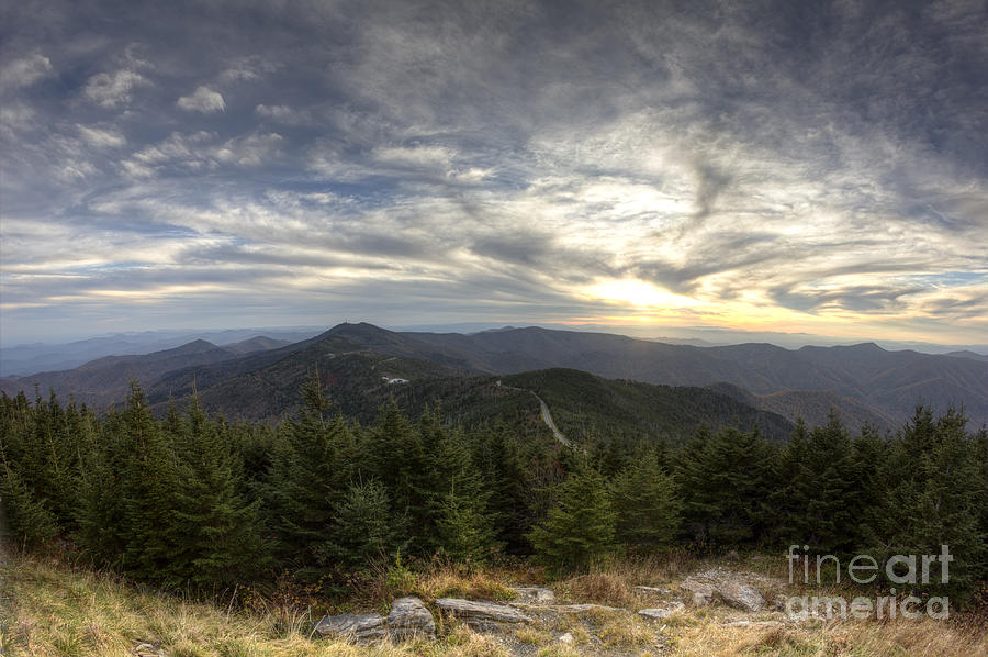 Sunset from Mt Mitchell Blue Ridge Parkway Photograph by Dustin K Ryan
