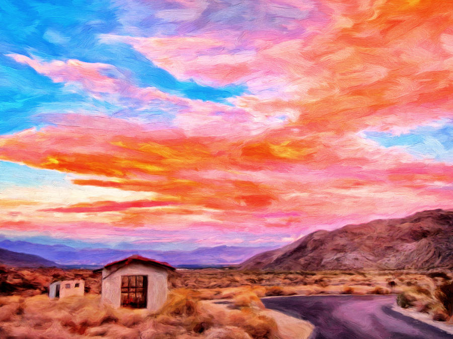 Sunset From Palm Canyon Painting by Michael Pickett