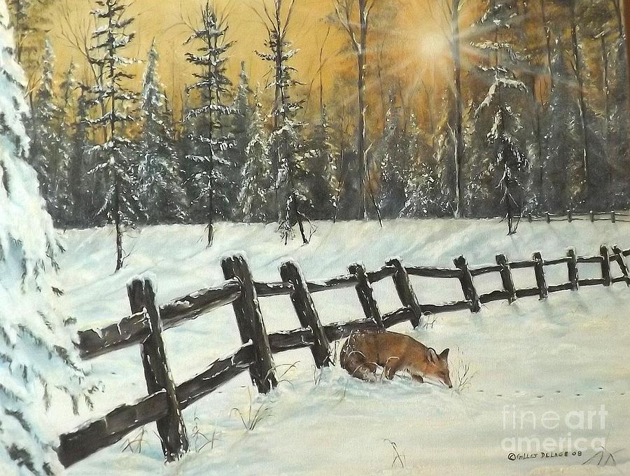 Fox Painting - Sunset by Gilles Delage
