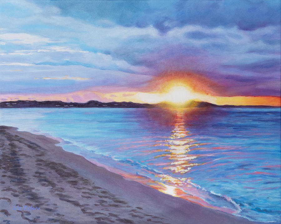 Sunset Glow on Grace Bay Painting by Liz Zahara