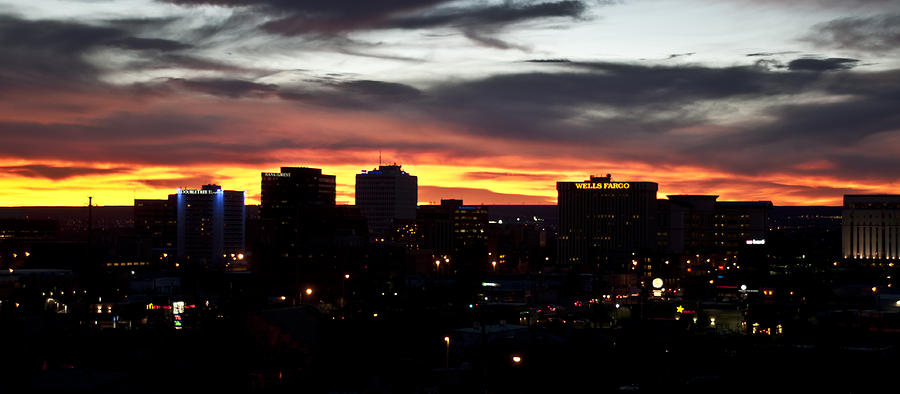 Nature Photograph - Sunset Glow Over Albuquerque by Deborah Klubertanz