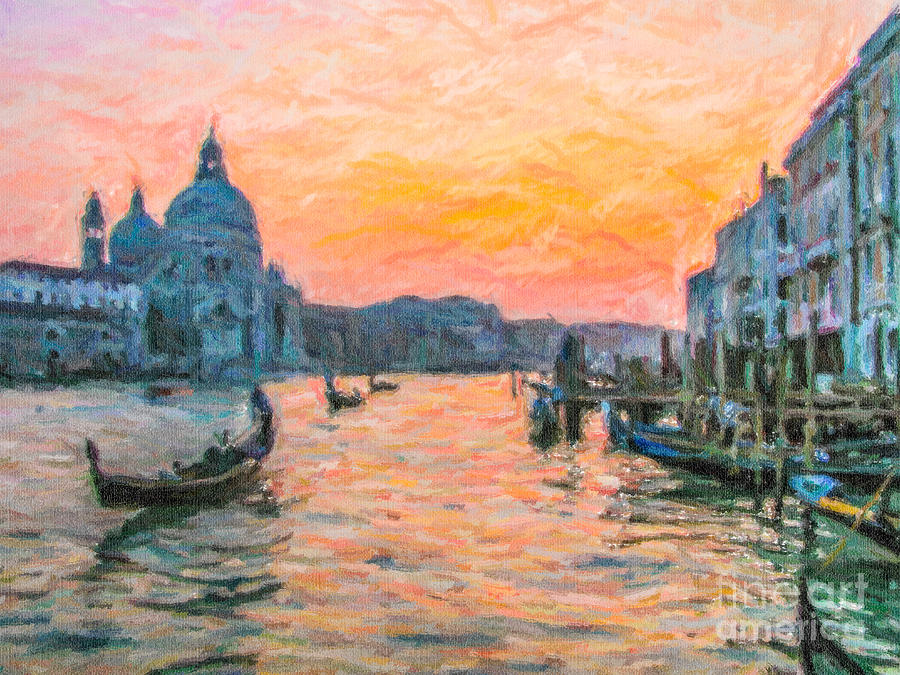 Sunset Digital Art - Sunset Grand Canal Venice by Liz Leyden