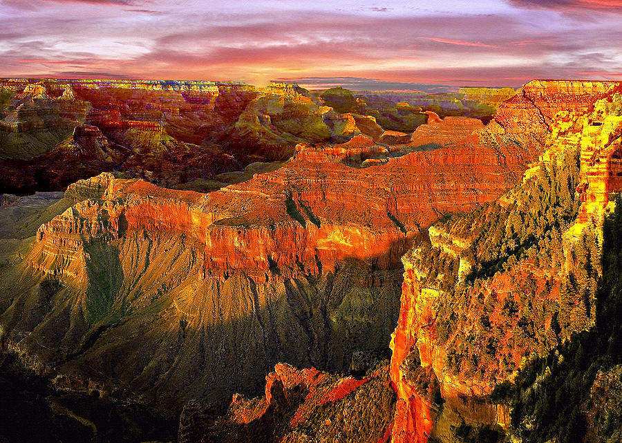 Grand Canyon National Park Photograph - Sunset Grand Canyon Arizona by Bob and Nadine Johnston