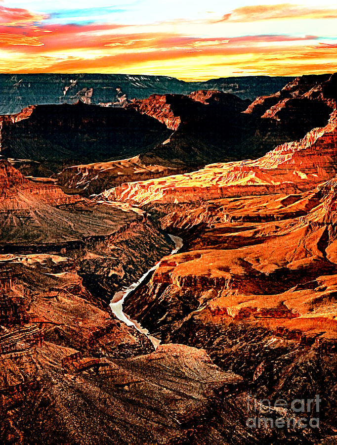 Deer Painting - Sunset Grand Canyon West Rim by Bob and Nadine Johnston