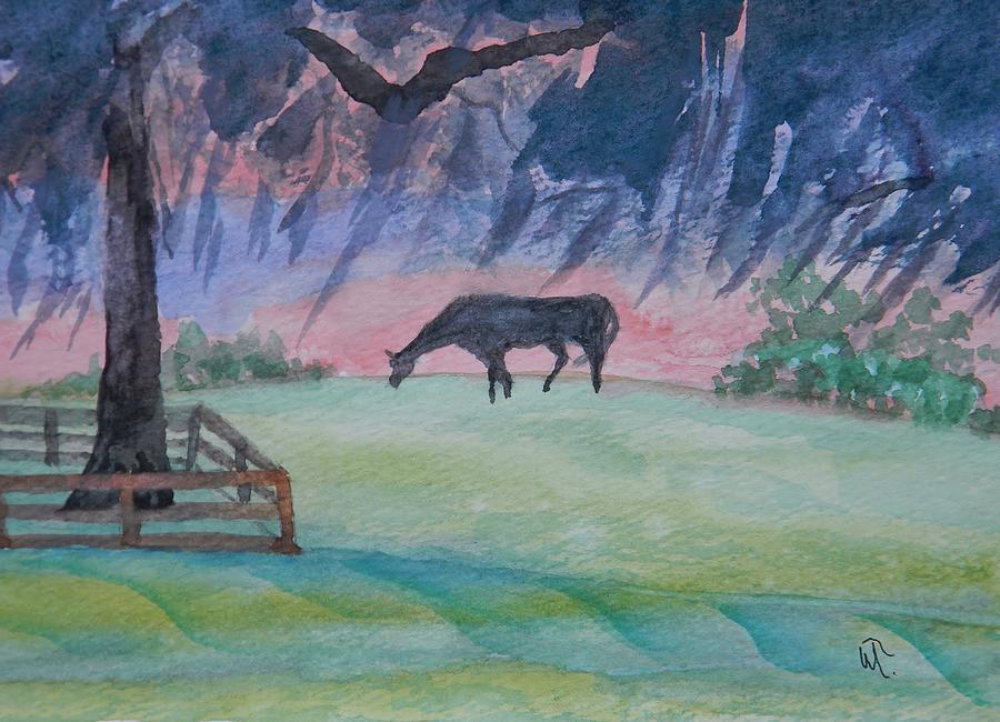 Sunset Grazing Painting by Warren Thompson
