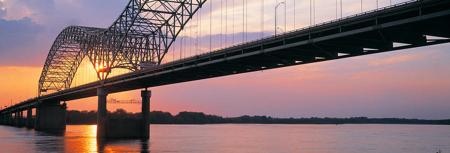 Memphis Photograph - Sunset, Hernandez Desoto Bridge And by Panoramic Images