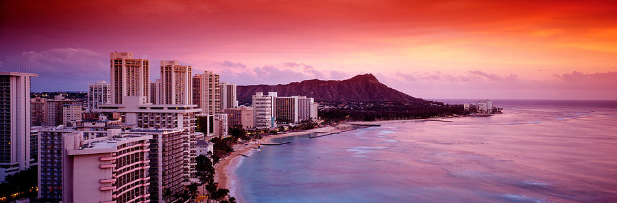 Sunset Honolulu Oahu Hi Usa Photograph by Panoramic Images