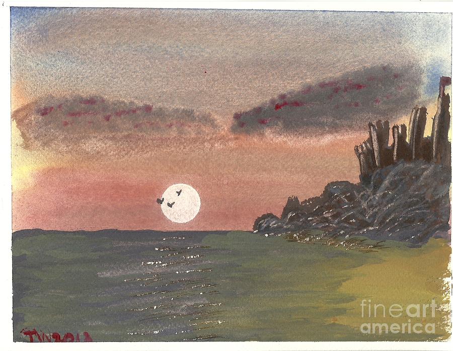 Castle Painting - Sunset Horror by Tracey Williams