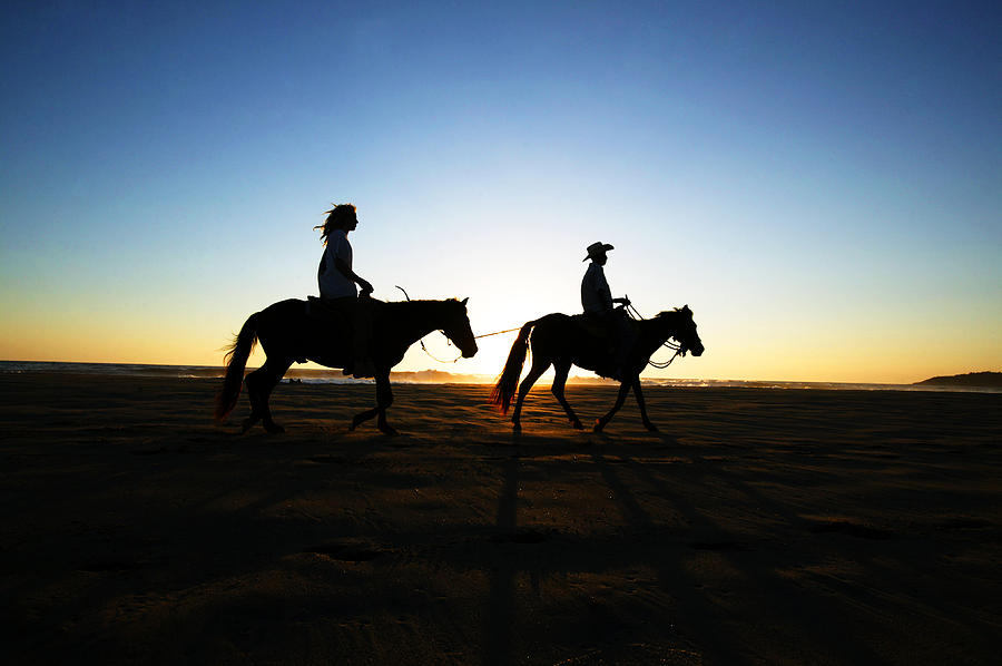 Nature Photograph - Sunset Horse Ride by Emilio Lopez