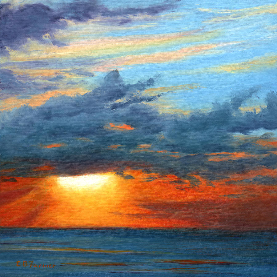 Sunset I, Grand Caymen Island Painting by Elaine Farmer
