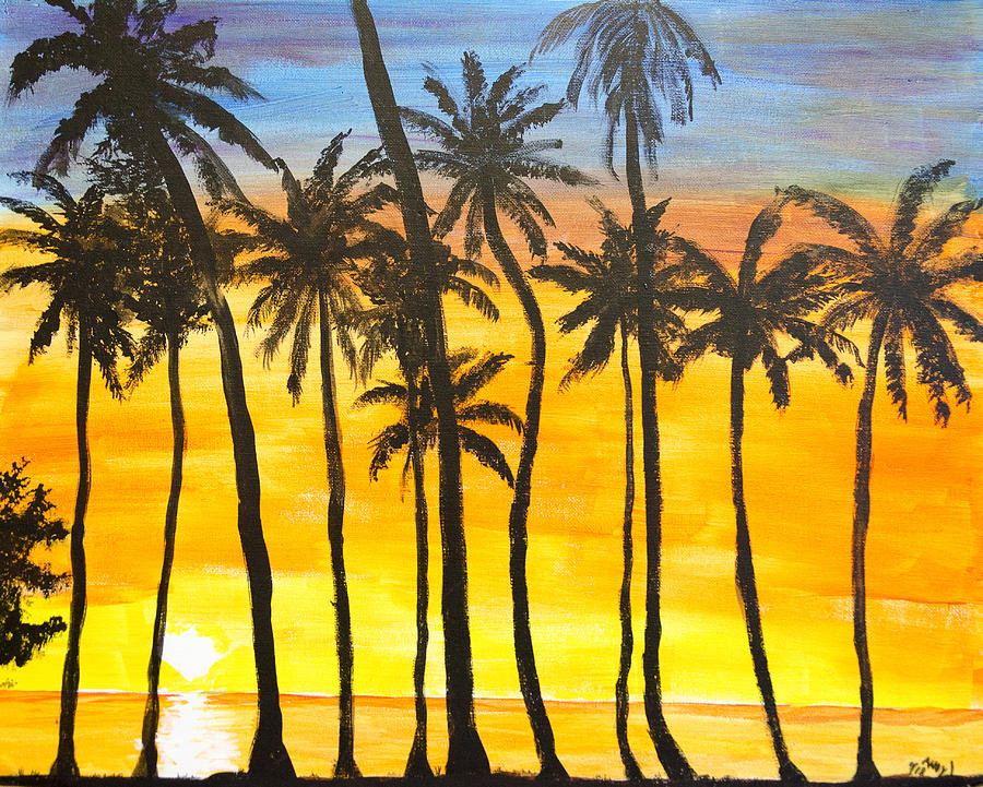 Seascape Painting - Sunset in Aguadilla by Noel Morales