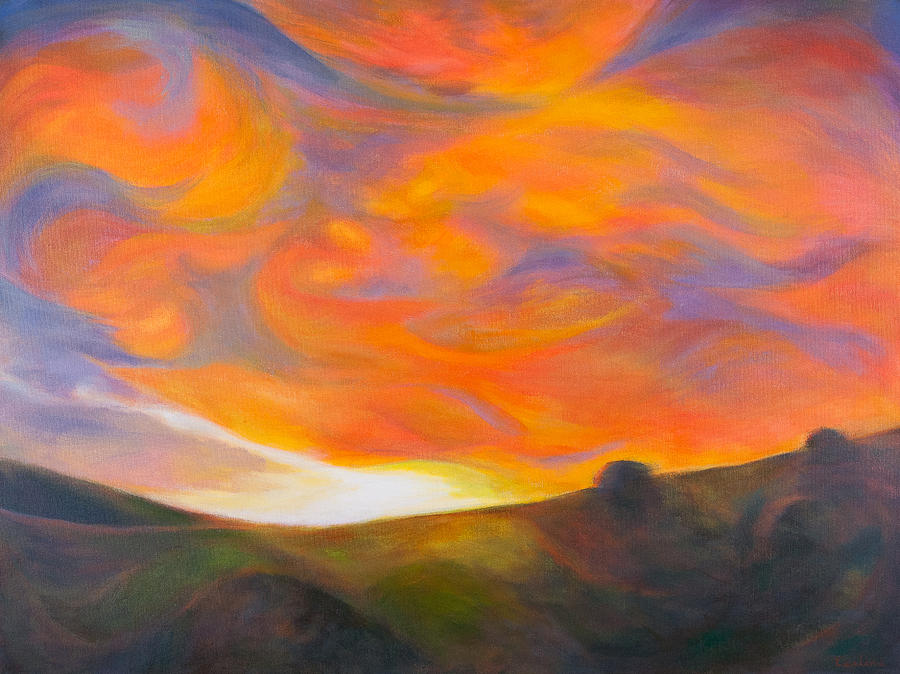 Sunset in Bridgeport California Number 3 Painting by Kerima Swain