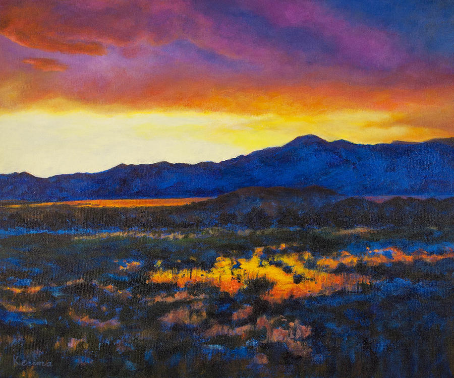 Sunset in Bridgeport California number one Painting by Kerima Swain