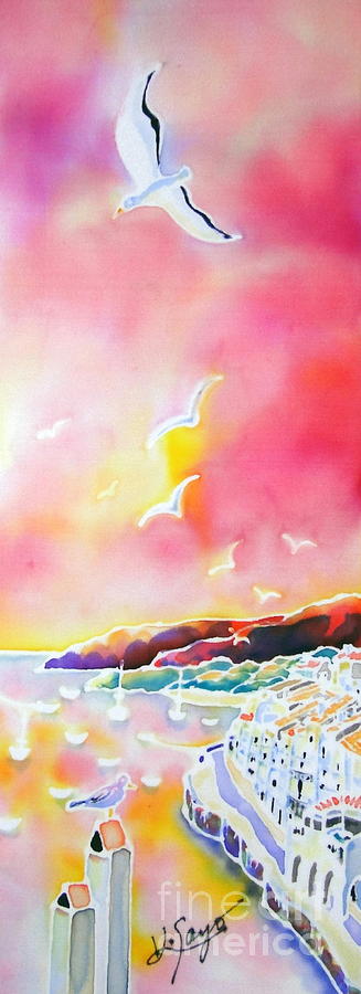 Sunset in Costa Brava Painting by Hisayo OHTA