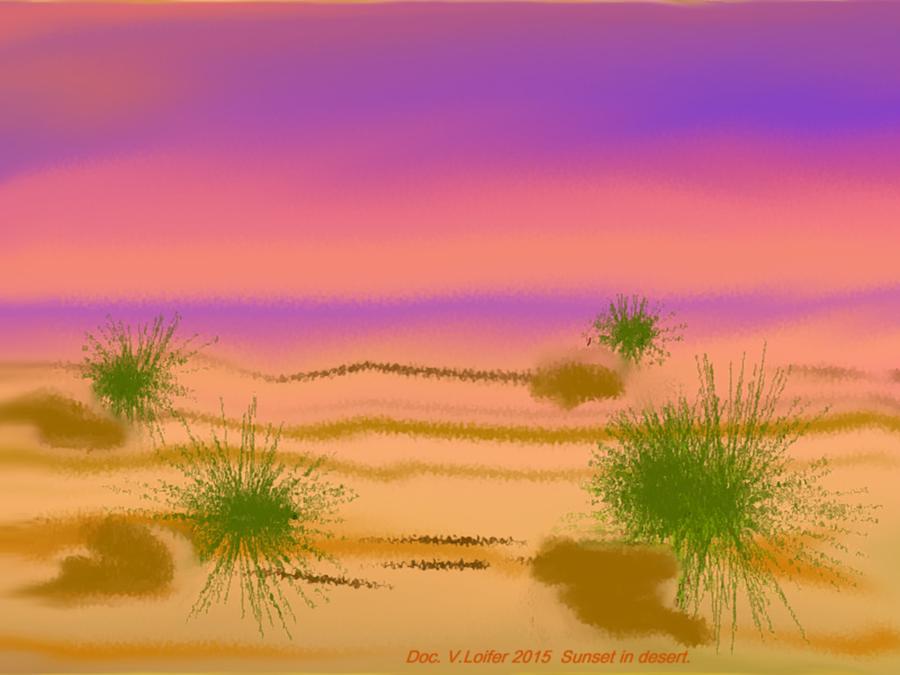 Sunset in desert. Digital Art by Dr Loifer Vladimir