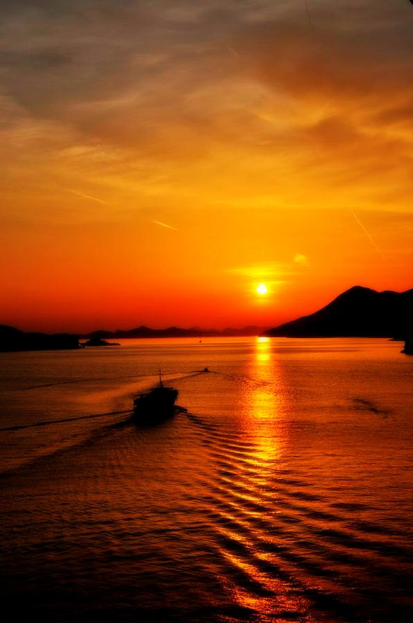 Sunset In Dubrovnik Croatia Photograph by Doc Braham