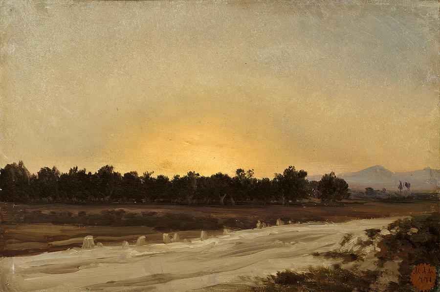 Sunset in Elche Painting by Carlos de Haes